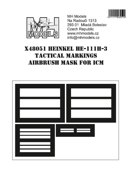 X48051 Heinkel He.111H-3 Tactical маски для нанесения маркировок.
