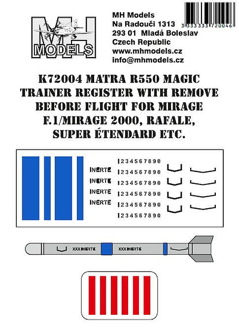 K72004 MATRA R550 MAGIC trainer register with Remove Before Flight