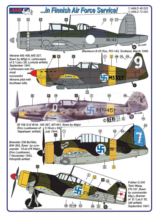 AMLD48022 B.Roc,MS 406,Bf 109 G-6,Buffalo,И-153