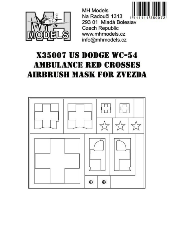 X35007 Маски червоних хрестів Dodge WC-54 Ambulance для Zvezda