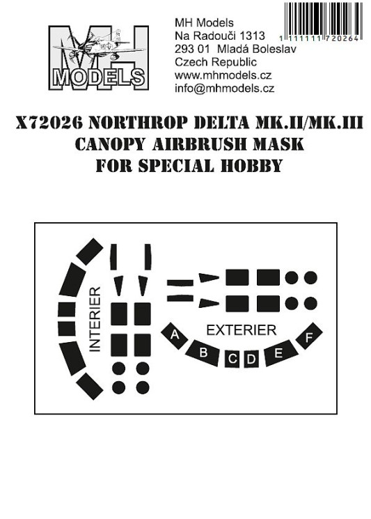 X72026 Northrop Delta Mk.II / Mk.III маски для фонаря.
