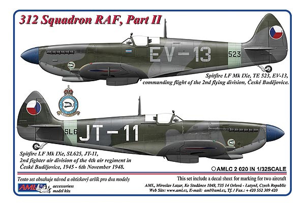 AMLC 2 020 312 th Squadron RAF, Часть 2. / 2 варианта декалей: Hurricane Mk.IIb, Z3437, DuoK + Spitfire LF Mk.IXe, PL124, DuoJ