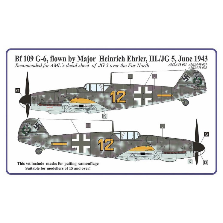 AMLM 33 001 Camouflage masks Bf 109 G-6 Ehrler