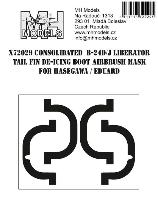 X72029 Consolidated B-24D/J Liberator Tail Fin De-icing Boot маски для покраски.