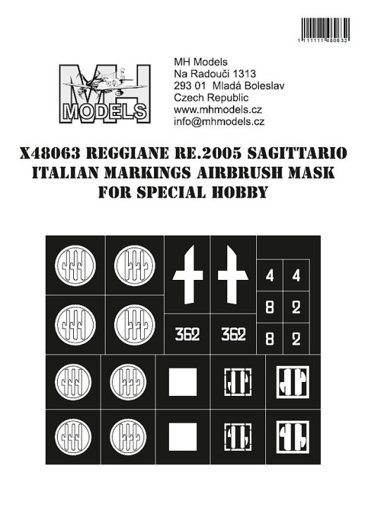 X48063 Reggiane Re.2005 Sagittario Italian маски для нанесения маркировок.