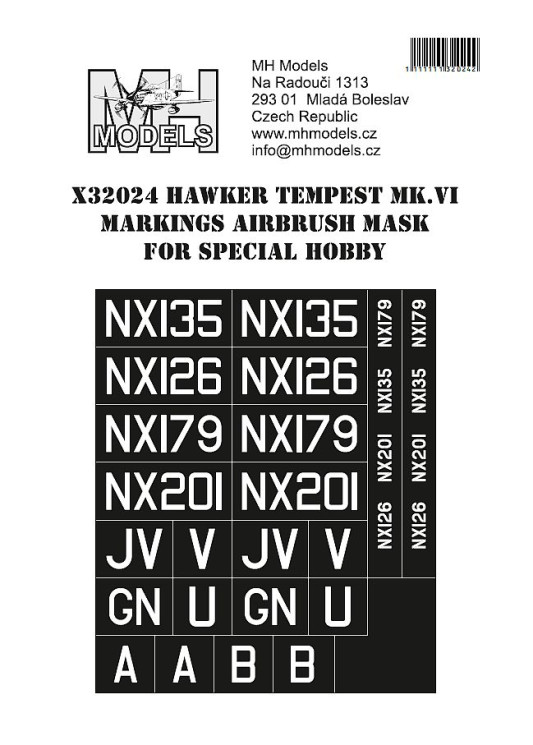 X32024 Hawker Tempest Mk.VI маски для нанесения маркировок.