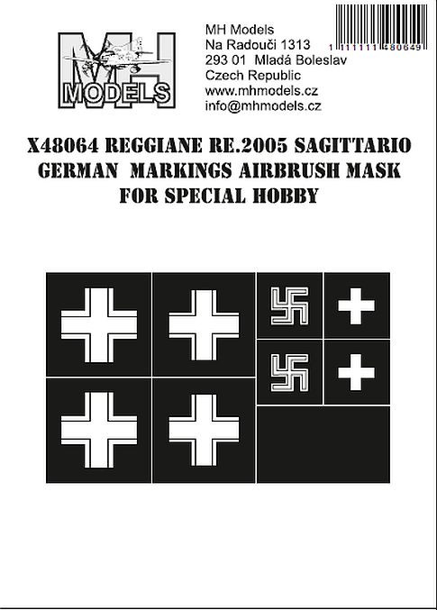 X48064 Reggiane Re.2005 Sagittario German маски для нанесения маркировок.