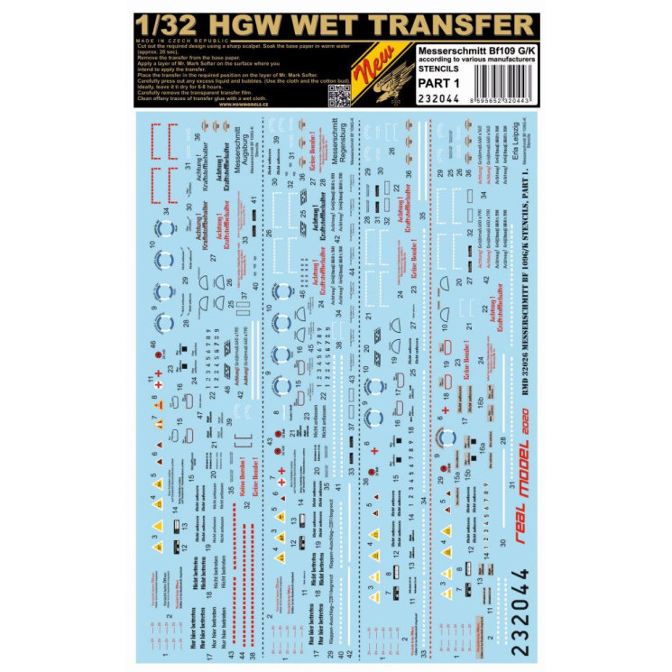 232044 Messerschmitt Bf109 G/K - Stencils Part I