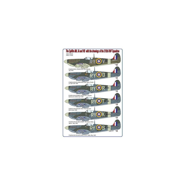 AMLD48035 The Spitfire Mk.IA and VB with drawings of the 313th RAF Squadron