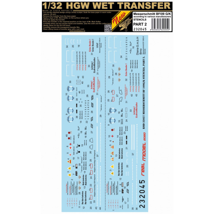 232045 Messerschmitt Bf109 G/K - Stencils Part II