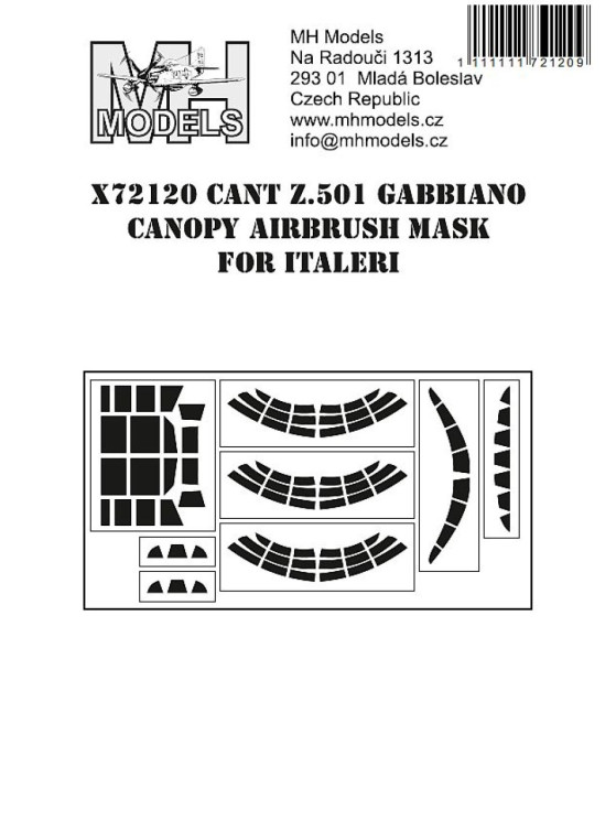 X72120 Маска ліхтаря CANT Z.501 Gabbiano для Italeri
