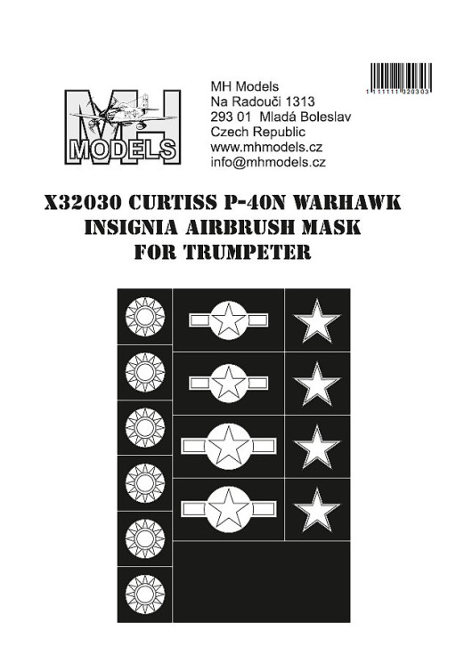 X32030 Curtiss P-40N Warhawk Insignia маски для покраски.