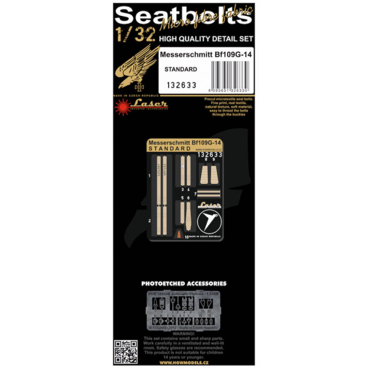 HGW 132633 Ремни на Bf109G-14 (Standard) 1/32