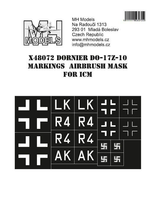 X48072 Dornier Do-17Z-10 маски для нанесения маркировок.