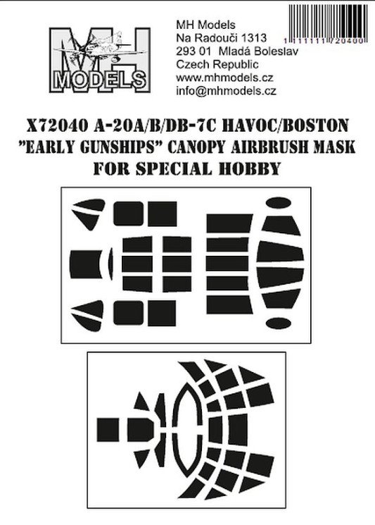 X72040 A-20A/B/DB-7C Havoc/Boston /Early Gunships/ маски для фонаря.