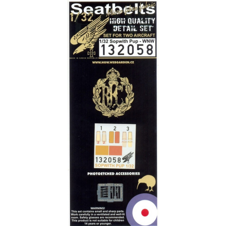 HGW 132058 Ремни на Sopwith Pup
