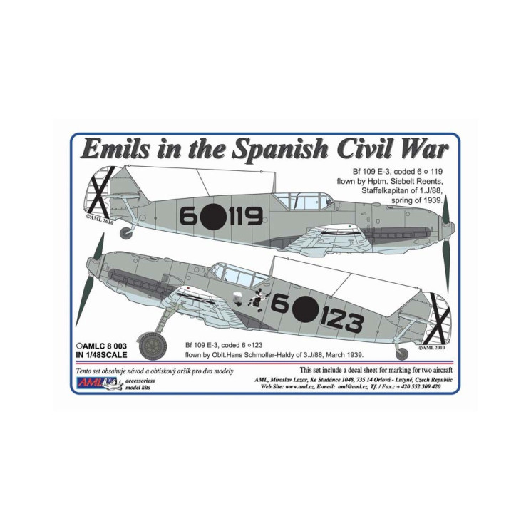 AMLC 8 003 Emils in the Spanish Civil War . / Декали , Маски  - Messerschmitt Bf 109 E