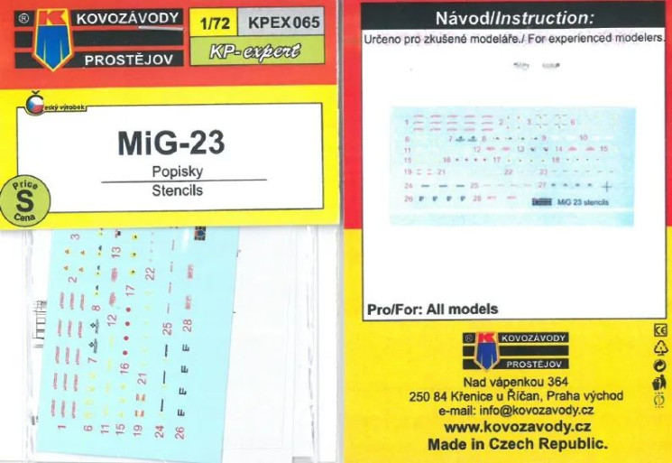 KPEX065 МіГ-23 технічні написи 1/72