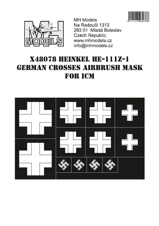 X48078 Heinkel He-111Z-1 German Crosses маски для покраски.