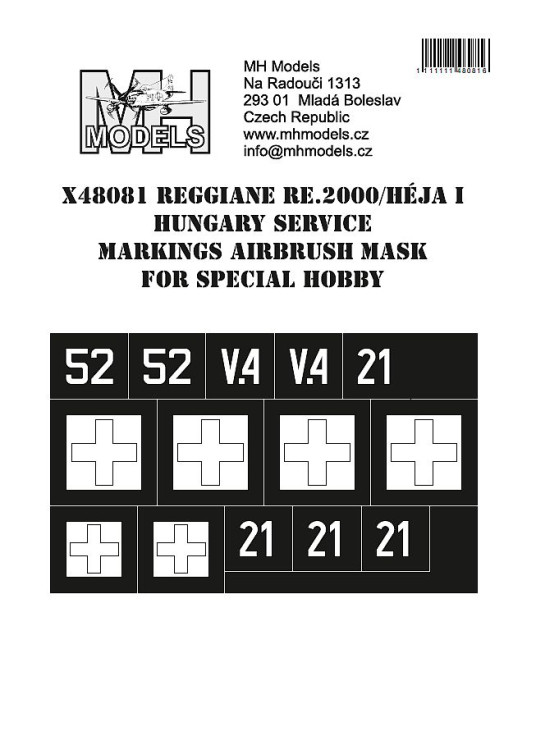 X48081 Reggiane Re.2000 / Heja I Hungary service маски для нанесения маркировок.