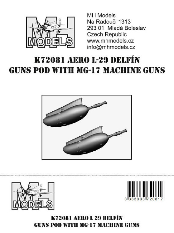 K72081 Aero L-29 Delfin орудийная установка с пулеметами МГ-17.