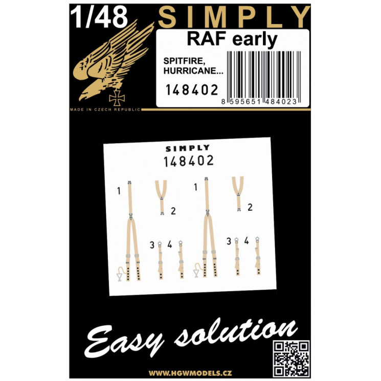 HGW 148402 Ремни на RAF EARLY (Spitfire, Hurricane…)  1/48
