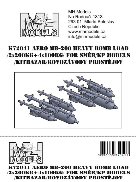 K72041 Aero MB-200 тяжелые бомбы (2x 200кг + 4x 100кг).