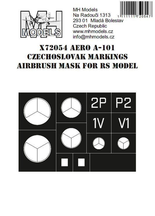 X72054 Aero A-101 Czechoslovak маски для нанесения маркировок.