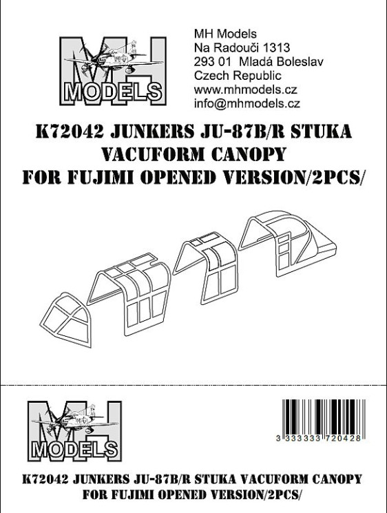 K72042 Junkers Ju-87B/R Stuka вакумный Ліхтар.