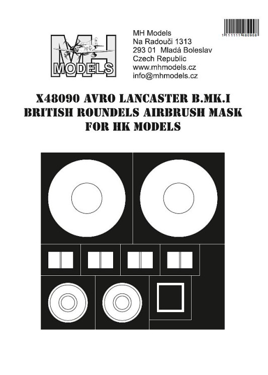 X48090 Avro Lancaster B.Mk.I маски для нанесения Британских кругов.
