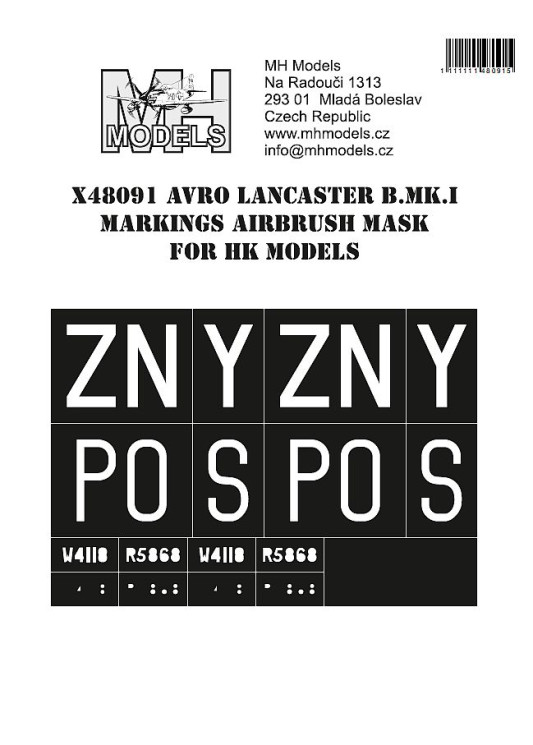 X48091 Avro Lancaster B.Mk.I маски для нанесения маркировок.