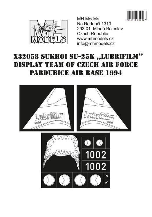 X32058 Sukhoi Su-25K Lubrifilm чеської авіабази в Пардубіце ВПС 1994