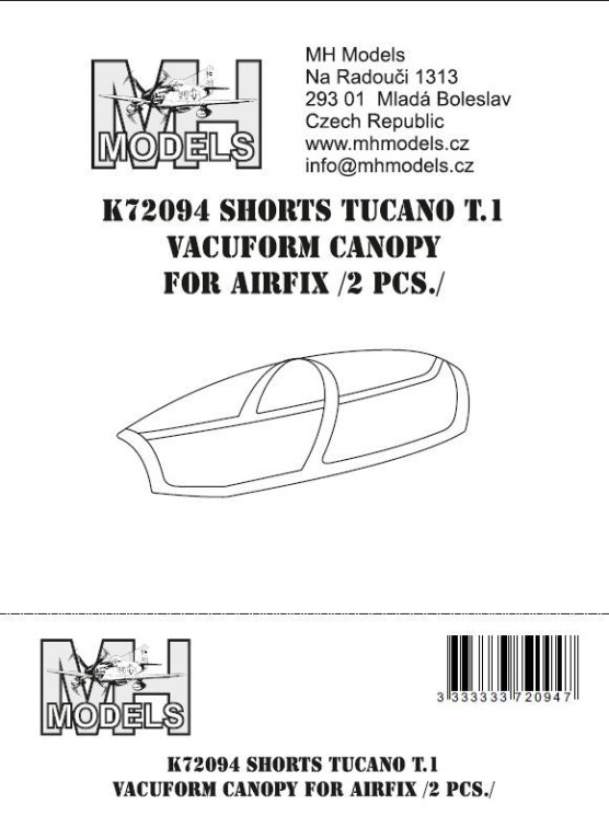 K72094 Shorts Tucano T.1 вакуумний ліхтар до Airfix 2шт.
