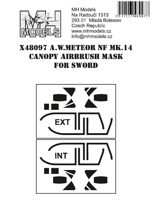 X48097 A.W. Meteor NF Mk.14 маски для фонаря.