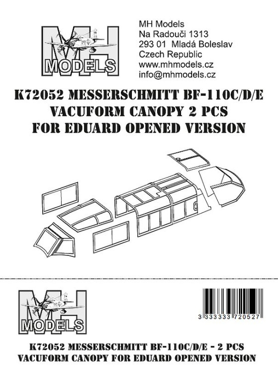 K72052 Messerschmitt Bf-110C/D/E вакумный Ліхтар.