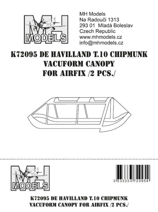 K72095 De Havilland Canada T.10 Chipmunk вакуумний ліхтар до Airfix 2шт.