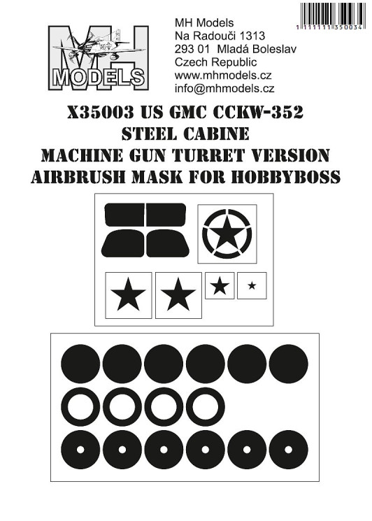 X35003 US GMC CCKW-352 Steel cabine machinegun turret
