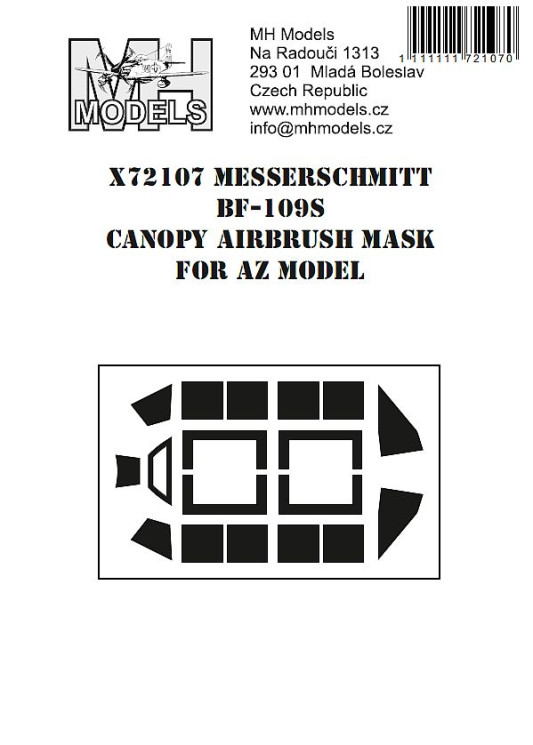 X72107 Messerschmitt Bf-109S маски для покраски фонаря (для AZ model)