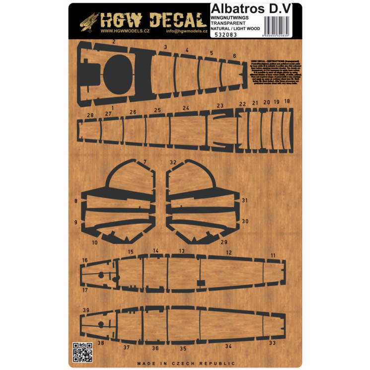 HGW 532083 Albatros D.V - світле дерево 1/32