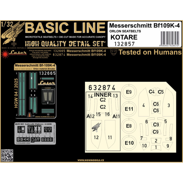 HGW 132857 Bf109K-4 (ORLON SEATBELTS) 1/32
