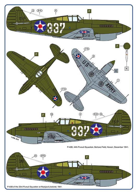 AMLC 8 046 Curtiss P-40B над Перл-Гарбором / 2 варіанти декалей