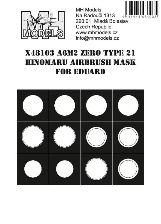 X48103 A6M2 Zero Type21 Hinomaru маски для покраски.