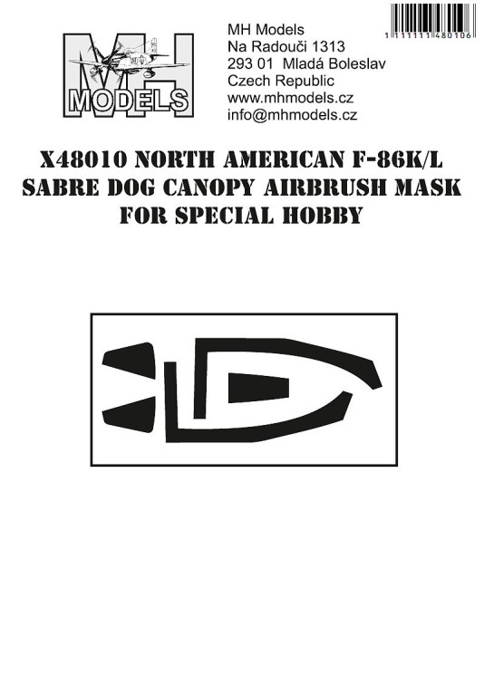 X48010 NORTH AMERICAN F-86K/L SABRE DOG маски для фонаря