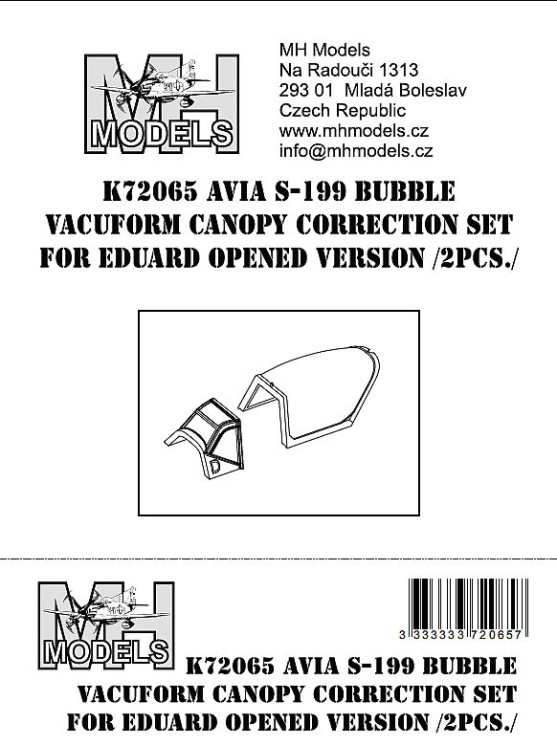 K72065 Avia S-199 Bubble открытый вакумный Ліхтар .