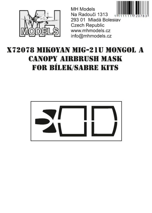 X72078 Mikoyan Mig-21U Mongol A маски для фонаря.