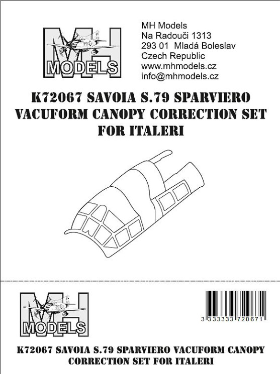 K72067 Savoia S.79 Sparviero вакумный Ліхтар correction set.
