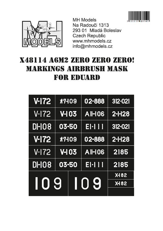 X48114 A6M2 Zero Zero Zero! маски для нанесения маркировок.