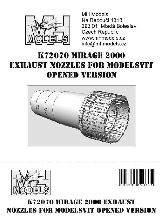 K72070 Mirage 2000 открытые выхлопные сопла.