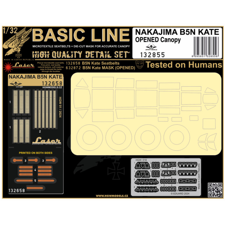 HGW 132855 Базовый набор NAKAJIMA B5N KATE (открытый фонарь) 1/24