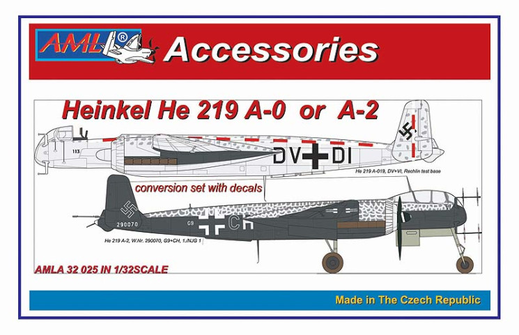 AMLA 32 025 Heinkel He 219 A-0 or A-2  конверсионный набор с декалями